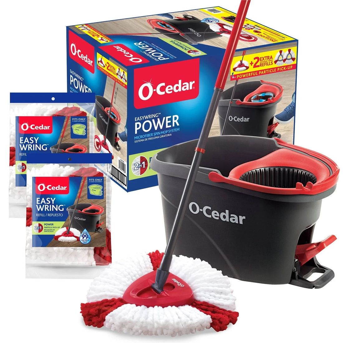 O-Cedar EasyWring Power Microfiber Spin Mop + 2 Refills