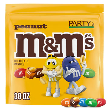 M&M'S Peanut Milk Chocolate Candy Bulk Pack, Party Size, 38 oz Bag