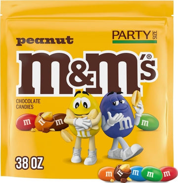 M&M'S Peanut Milk Chocolate Candy Bulk Pack, Party Size, 38 Ounce (Pack of 6)