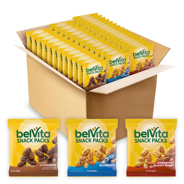 belVita Crunchy Bite Size Snacks Variety Pack, 3 Flavors, 40 Snack Packs