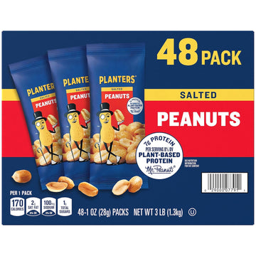Planters Nuts on the Go Salted Peanuts, 1 oz single-serve bags, 48-Count
