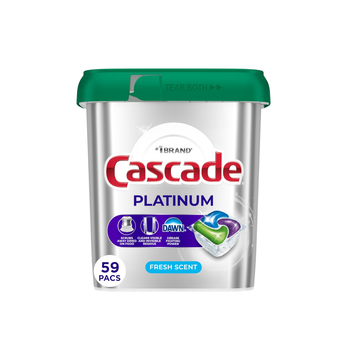 Cascade Platinum Dishwasher Pods, Dishwasher Detergent, Dish Detergent Soap, Fresh, 59 Count