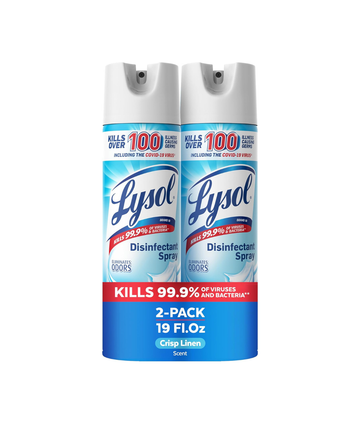Lysol Disinfectant Spray, Sanitizer, Crisp Linen, 19 oz, 2 Pack | Multi-Surface Disinfecting & Sanitizing Antibacterial Room Spray, Deodorizer Spray, Home & Bathroom Cleaning Supplies