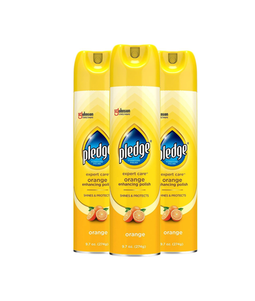 Pledge Enhancing Polish, Wood & Furniture Spray, Orange Scent, 9.7oz (Pack of 3)