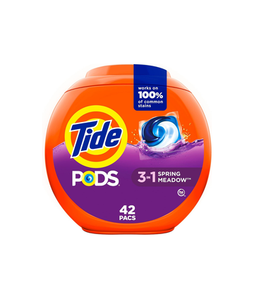 Tide, Pods laundry detergent pacs, 3-in-1 Stain Remover, Odor Fighter, Color Protector, HE compatible, Spring Meadow Scent, 42 Count